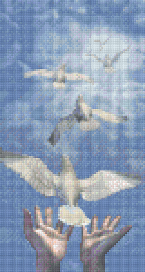 Hands With Doves Six [6] Baseplate PixelHobby Mini-mosaic Art Kits image 0